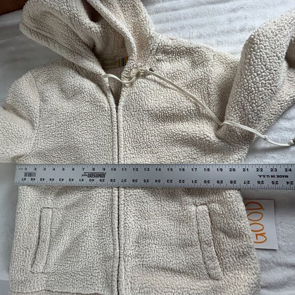 True Grit Womens Ivory Sherpa Fleece Zip-Up Hoodie Jacket XL Pockets Drawstring - Picture 6 of 7